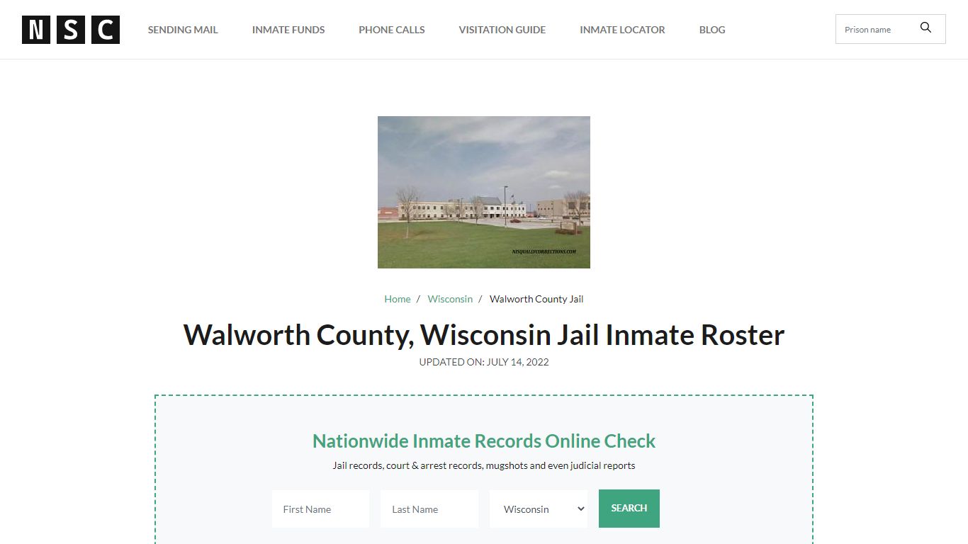 Walworth County, Wisconsin Jail Inmate List